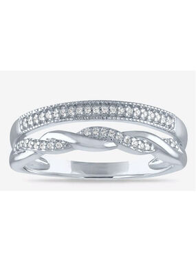 Women Genuine Diamond Sterling Silver Band Size 7